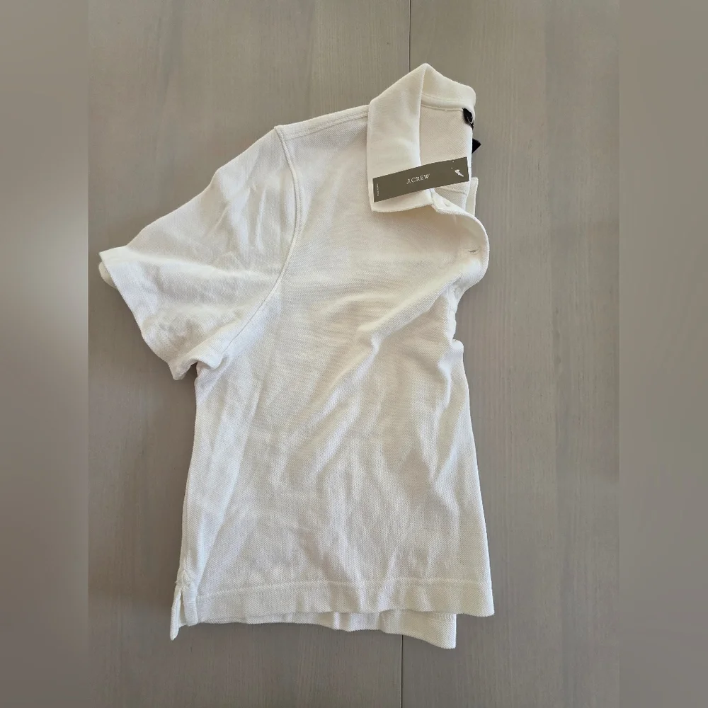 NWT J.Crew Women's Piqué cropped polo shirt Sz M $89 Old Money - Picture 3 of 5